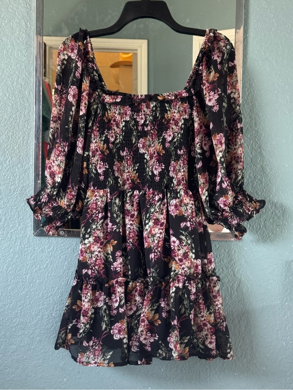 Altar’s State Smocked Off-Shoulder Mini Dress Size M